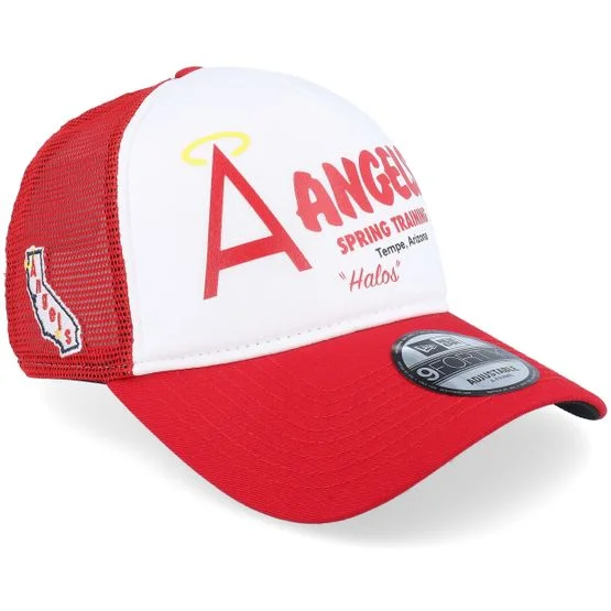New Era - MLB Rød trucker Caps - Los Angeles Angels Team 9FORTY Spring Training White/Red Trucker @ Hatstore
