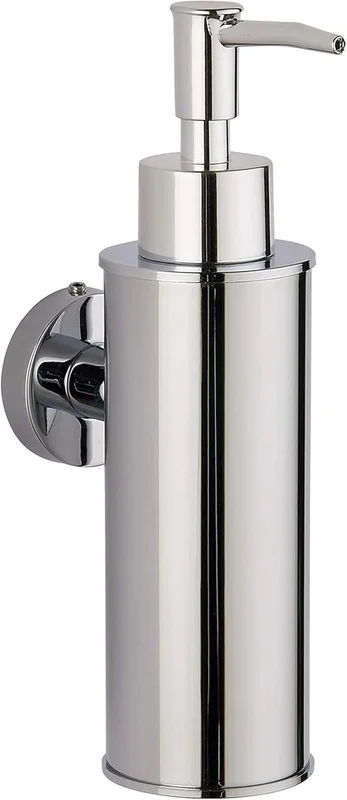 304 Stainless Steel Wall Mounted Soap Dispenser for Bathroom, Kitchen, Home Decor (Round, Chrome)