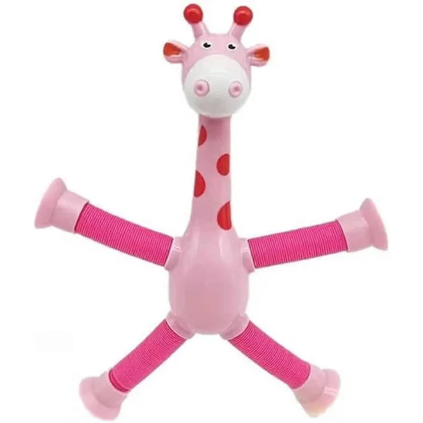 Teleskopisk Sugekopp Giraff Leke, Sensoriske Trekkeleker, Motoriske Leker for Foreldre-Barn, Tegneserie Teleskopisk Rør Giraff Utdannende Avslapning