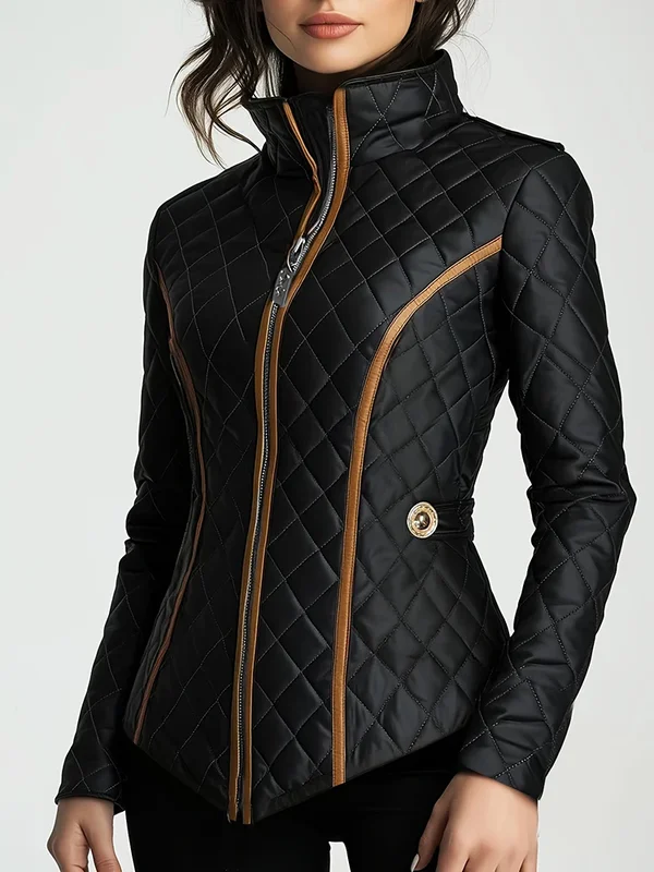 AliExpress - Schwarze Steppjacke für Damen, Herbst und Winter, leichte Baumwolle, gepolstert, Kurzmantel, schlankmachende Passform, Stehkragen, 