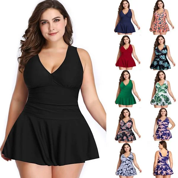 Plus size todelt badedragter til kvinder HVID