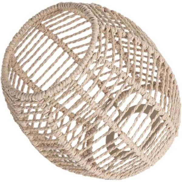 Håndvevd Makrame Lampe skjerm av Papir tau og Jern i Boho Stil Tønneformet Taklampe skjerm Allsidig Praktisk for Kjøkken Leilighet -