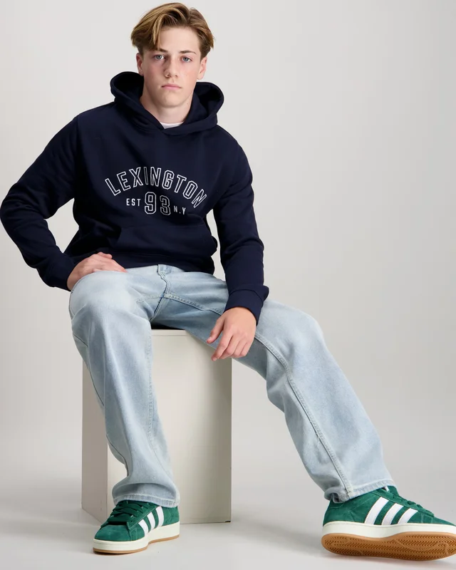 Lexington Lucas Logo Organic Cotton Hood Bleu Sweats à capuche Garçon - Kids Brand Store
