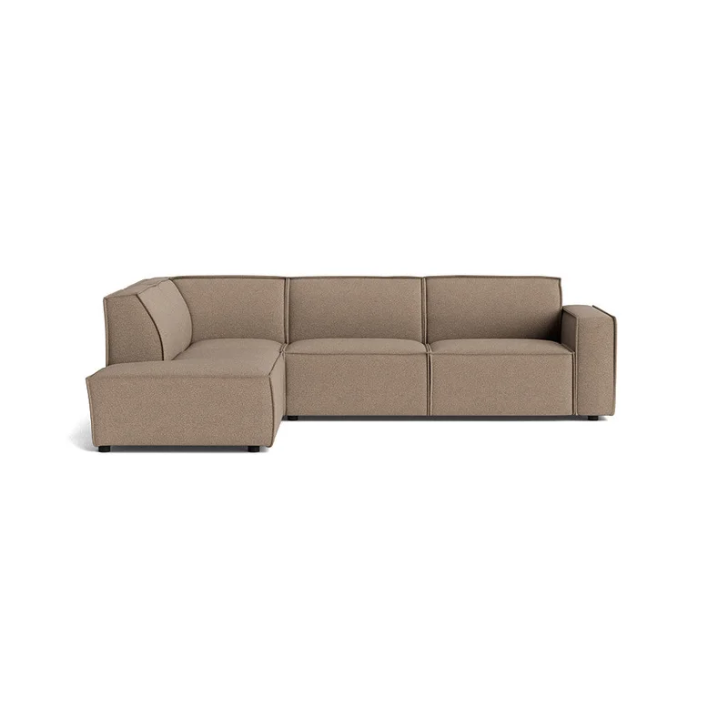 Lyon Ecksofa, links, modernes Design in Loop Dunkelbeige, komfortable Polsterung für Ihr Wohnzimmer, stilvolles Ecksofa, Maße: 80cm Höhe