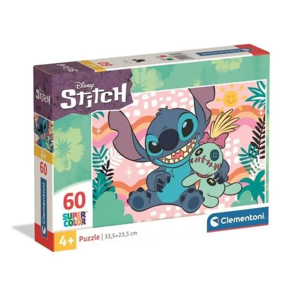 Pussel 60 bitar Stitch, För barn från 3 år, Temat tecknade filmer, CLEMENTONI