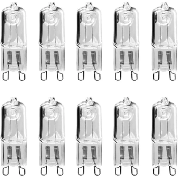 10-pack G9 halogenlampor 18W varmvitt ljus för taklampor och bordslampor