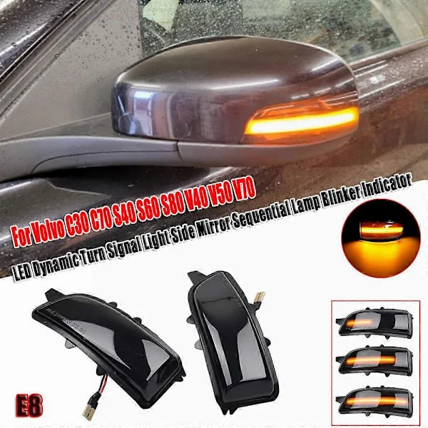 For Volvo C30 C70 S40 V40 V50 V70 S60 Dynamisk Blinklys LED Blinklys Sidespeil Blinklys Bil Lys Indikator Blinklys 2005--2009