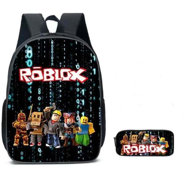 Roblox Ryggsäck Skolväskor Reseryggsäckar 3-set - Julklapp Barn - Present Svart-A transparent