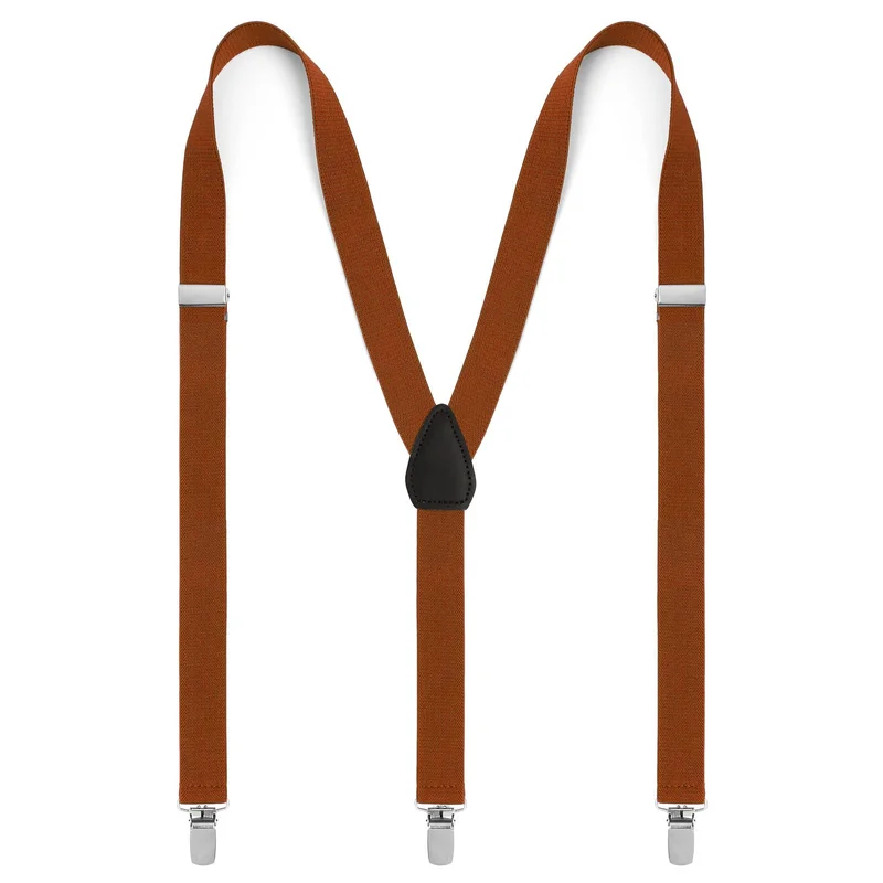 XL Brown Slim Clip-On Suspenders for Men - Clip-on braces & suspenders