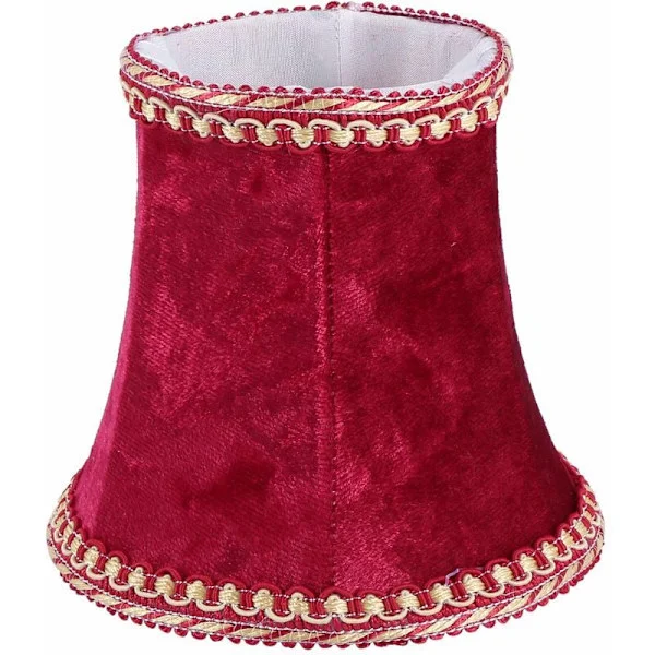Clip-on Fabric Lampshade, E14 Handmade Lampshade for Modern European Wall Lamp Bulb, Blue Flannel Decor Table Lamp (Red)