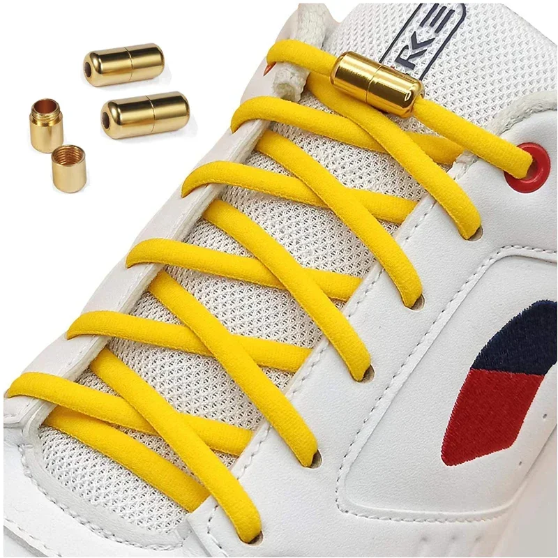 AliExpress - 21 Farben, keine Bindung, Schnürsenkel für Turnschuhe, elastische Schnürsenkel, runde Metallverschluss-Lazy-Schnürsenkel, 1 Sekunde, 