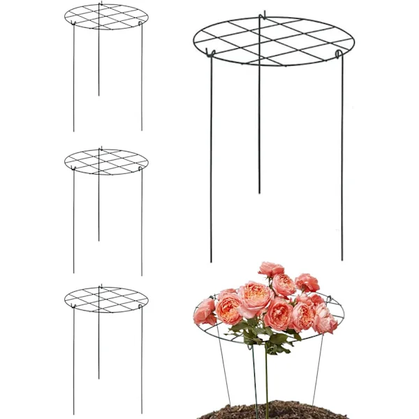 Peonstøtte, hagestøtte for blomster | Sterkt 4-plantes stativ i hage drivhus dyrking vokseseng