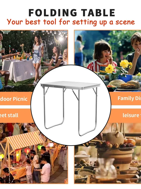 AliExpress - Klapptisch Campingtisch mit Aluminiumrahmen Griff, Gartentisch aus MDF, Reisetisch klappbar, für Picknick Strand im Freien, 80 x 60 x 30 