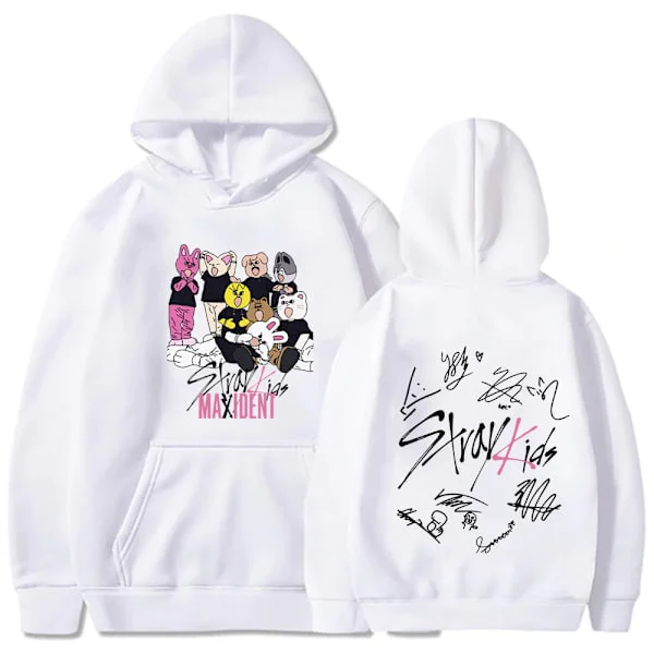 Stray Kids Hoodies Hip-Hop Gensere for Menn og Kvinner Hvit LL Hvit