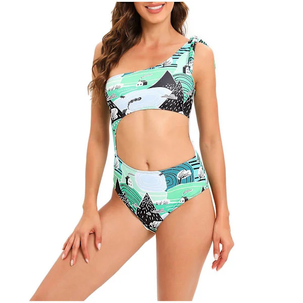 Baddräkt Dam Baddräkt Print Minimalistisk Sling Sling Dam Jumpsuit Baddräkt Dam Bikini Baddräkter