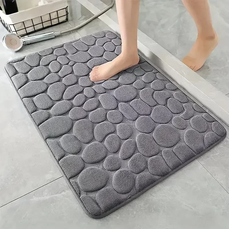 AliExpress - 3D rutschfeste Badezimmermatte, Kopfsteinpflaster, geprägte Badematten, saugfähige Fußmatte, Teppich, Tür, Fußmatten, maschinenwaschbar, 