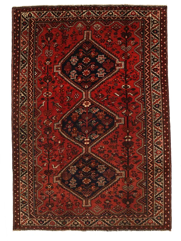 Shiraz Tapis 200X290 Noir/Rouge Foncé Laine
