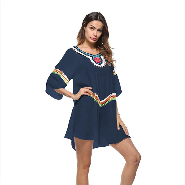 Dame Sort Langærmet Skjorte Cardigan Strand Cover Up, Gennemsigtig Knapnedad Badedragt Kimono med Bælte, Løs Letvægts Bikini Coverup til Ferie Rejse
