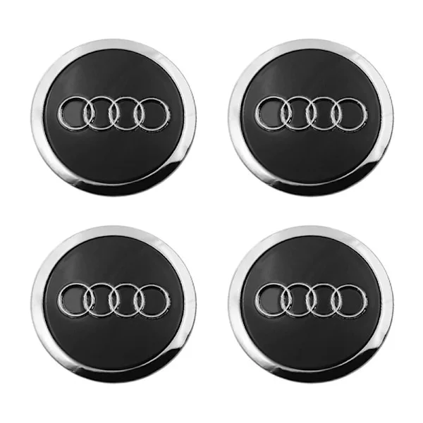 Audi centrumkåpa 61mm 4-pack svart med kromkant svart med kromkant_Paris svart med kromkant-Perfet Svart med kromkant 61 Svart