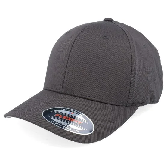 Flexfit - Grey - flexfit - Cap - Wooly Combed Dark Grey Stretch Fit - Hatstore