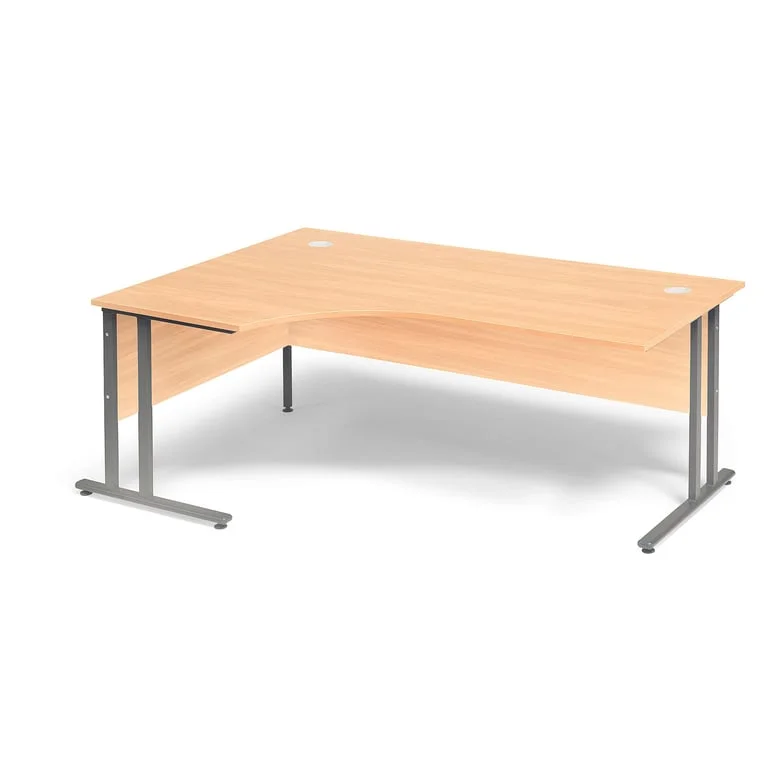 Ergonomic corner desk FLEXUS, L/H, 1800x1200x720 mm, beech laminate