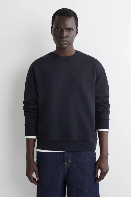 COS Men's Washed Cotton Sweatshirt in Blue