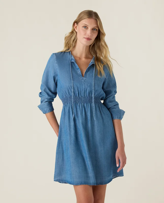 Lexington Lyocell denim-klänning, medium blå denim