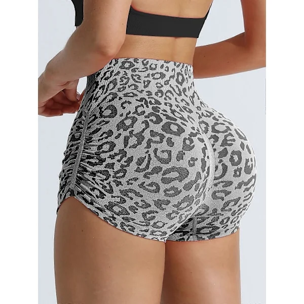 Kvinder Leopard Gym Shorts Atletisk Balde Løftende Træning Biker Høj Talje Yoga Bukser Sports Fitness Korte Tights