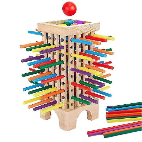 Leksaker i trä, brädspel, 42 färgglada pinnar, tärningsspel, pedagogiskt matte-leksak, familjekul med kuldropp {h}