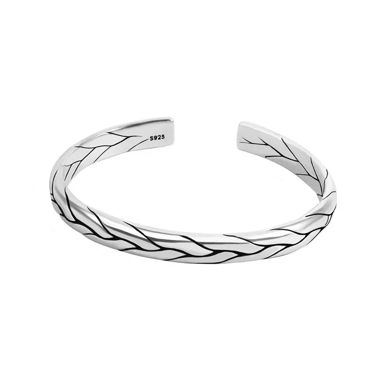 AliExpress - Bracelet et Jonc Vintage 2026 en Argent Plaqué 925 Style Tibétain Effet Craquelé pour Femme et Homme, Bijou Tendance, Bracelet Ajustable,