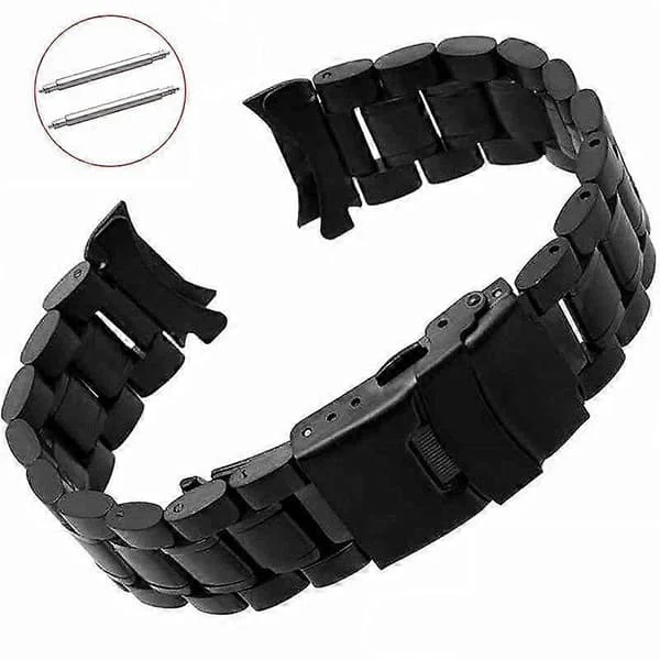 Ruostumattomasta teräksestä valmistettu kellon ranneke 18mm 20mm 22mm 24mm Hihna Rannekoru Kaareva pää Kellon ranneke Kaksoislukko Solki Vaihto 
