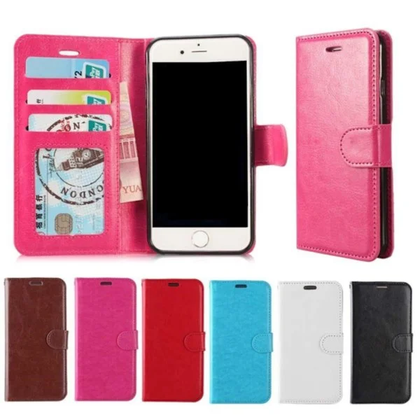 iPhone 6 PLUS / iPhone 6s PLUS Lompakkokotelo Nahkaa - 3 korttia - MUSTA