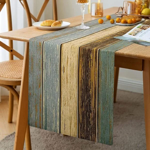 Green Table Runner Linen Spring Table Runner Brown 33 X 183cm Dresser Scarves Retro Barn Wood Brown Teal Green Table Runner Beige