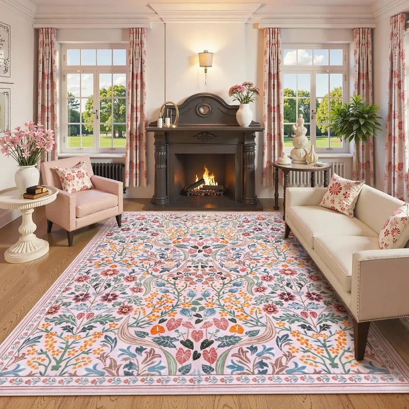 AliExpress - Tapis rose pour salon, grand tapis lavable en machine, tapis de chevet pour chambre à coucher, décoration de la maison, tapis 