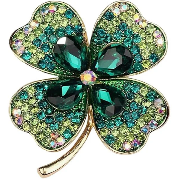 Ropa Broche, Firkløverbroche, Krystalbroche til kvinder, Rhinestone-smykker, til kvinders hatte, tasker, bryllupper, fødselsdage, kjoler