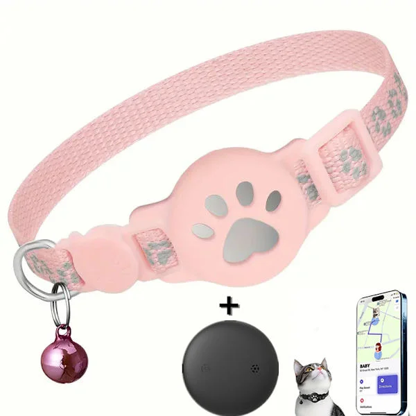 Pet Tracker, GPS Collar compatible with iOS, Apple Find My Tracker, Pet Tracker for Cat Tracker and Dog, Waterproof & Reflective