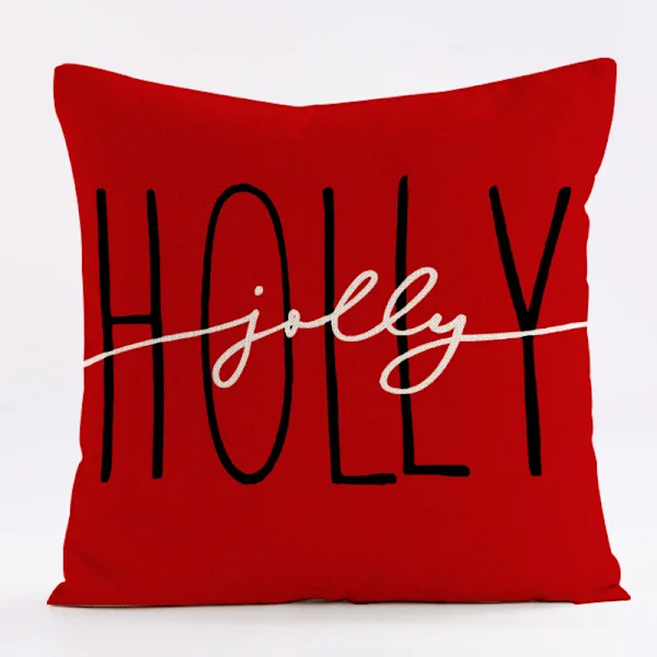 Juleputetrekk 45*45cm Gårdshus Julepynt Holly God Ferie Dekorativ Putekasse for Hjem Sofa