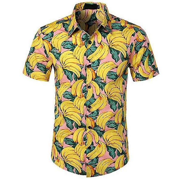 Hawaii-skjorta för män, strandskjorta, Aloha sommar, ledig kortärmad skjorta med knappar