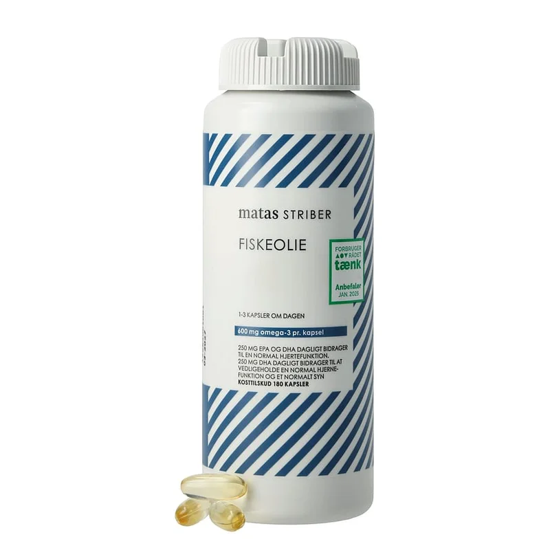 3 for 2 - Matas Striber Fiskeolie 1000 mg 180 kaps., Helse & Madvarer, Kosttilskud, Fiskeolie & Omega 3