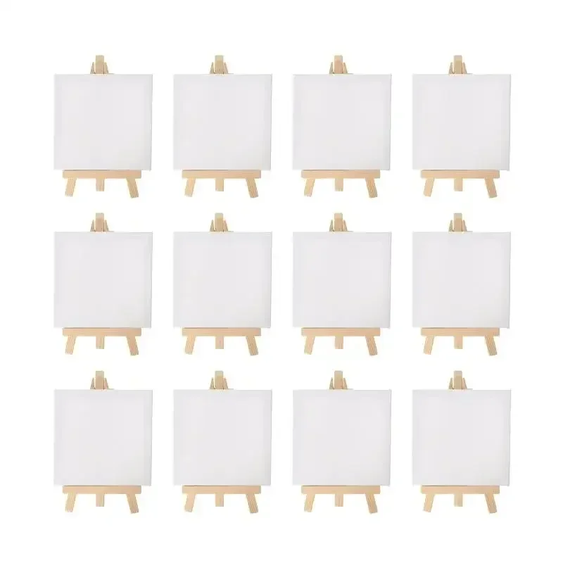 AliExpress - 12 Stück Künstler 5 Zoll Mini-Staffelei + 3 Zoll x 3 Zoll Mini-Leinwand-Set Malerei Kinder Handwerk DIY Zeichnung Kleine Tisch-Staffelei 