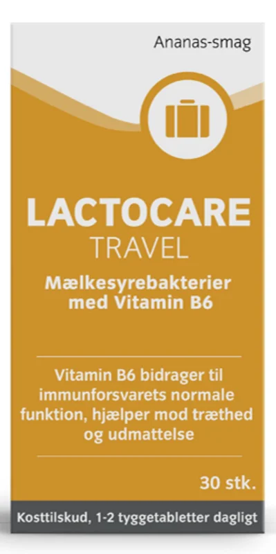 3 for 2 - Lactocare Travel Mælkesyrebakterier til rejsen 30 tyggetabl., Helse & Madvarer, Ingredienser, Mælkesyrebakterier