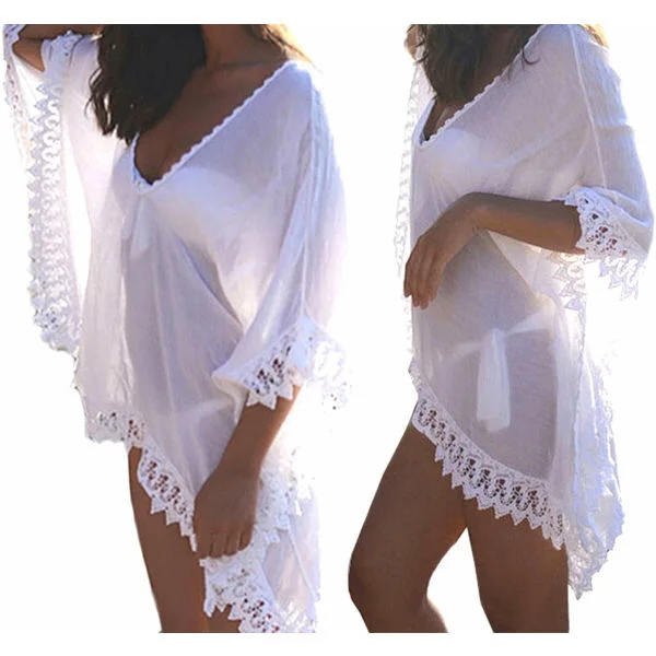 Strandklänning I Strandklänning I Strandklänning I Gypsy I Bohemisk Design I Strandtunika I One Size I Vit