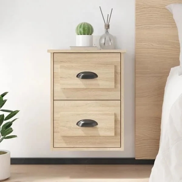 vidaXL Vägghängt Sängbord Sonoma Ek 41,5x36x53 cm 816398