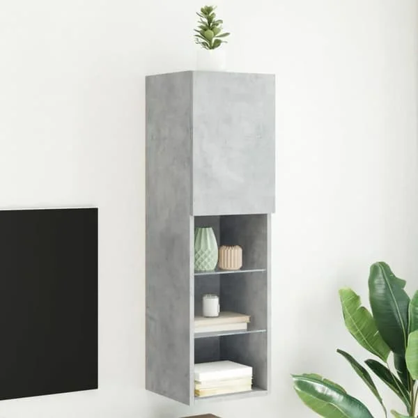 vidaXL TV-möbel med LED-lampor grå betong 30,5x30x102 cm 837021