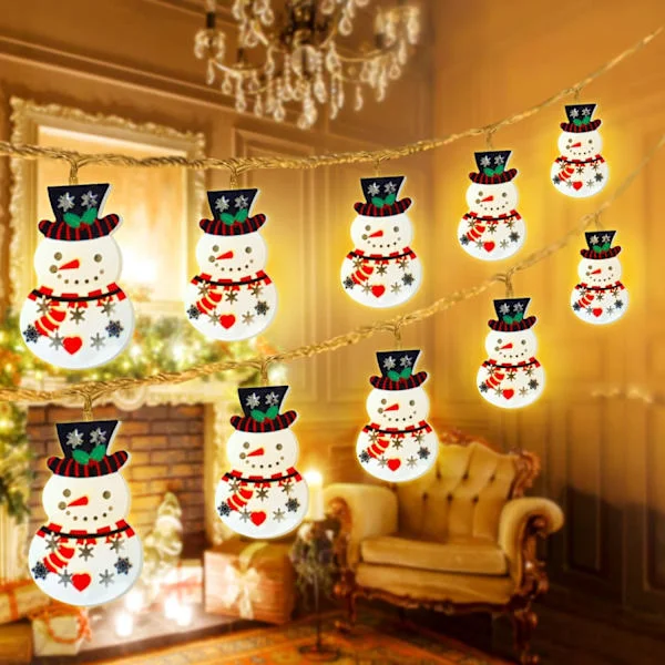 1 st (Snögubbe) 10 julgransljus, LED-ljusslinga, LED Marocko