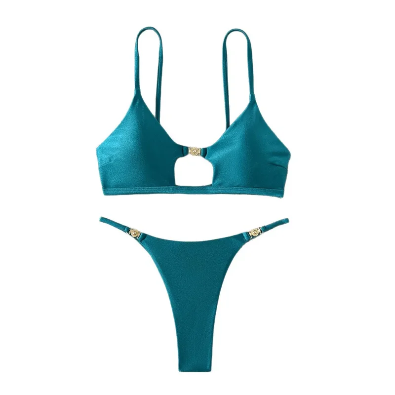 AliExpress - Neues sexy glänzendes High-Cut-Bikini-Set, glänzende Badebekleidung für Frauen, Push-Up-Dreieck-Oberteil, brasilianischer frecher Boden, 