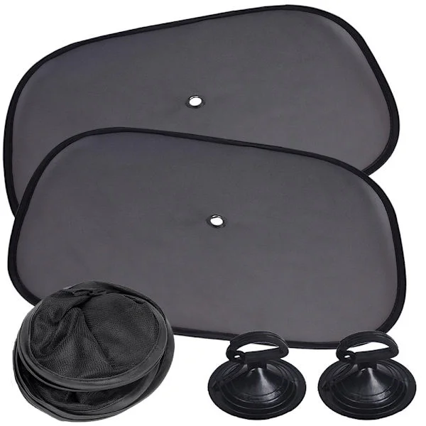 Solskydd till bil rullgardin svart 44x38,5 cm 2-pack med sugkoppar