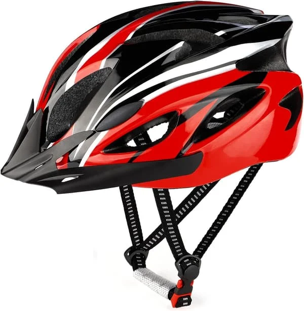 Bicycle Helmet, Adjustable Helmets for Mountain Bike & Road Bike, 18 Vents with Adjustable Strap & Removable Visor (Head Sizes 57-62cm)