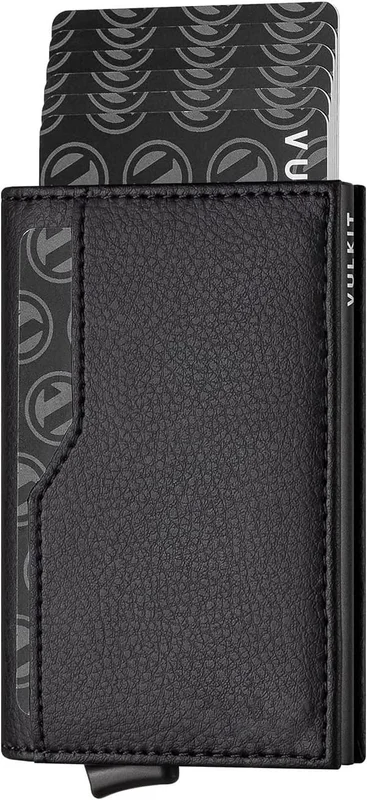 Credit Card Holder with Dual ID Window Leather Passport Wallet RFID Blocking Automatic Pop Up Card Wallet for Cards & Bills