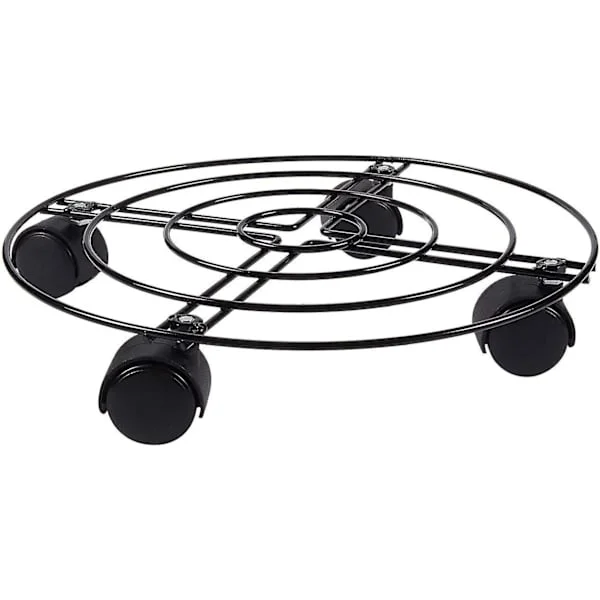 1 Pakke Metal Plante Caddy - Jern Plante Dolly På Rundt Stativ, Rustfri Blomsterpot Stativ Med Heavy Duty Hjul Til Indendørs, Udendørs, Hjem Og Have 